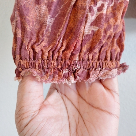 Pilcro Anthropologie Leopard Puff-Sleeved Blouse Sz S Boho Festival Gypsy Casual - Picture 4 of 9